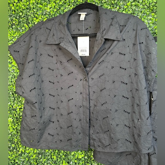 Black Eyelet Shirt and Short Set NWT - Picture 5 of 13